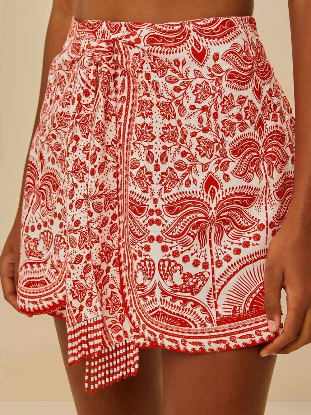 FARM Rio Red and White Printed Tie-Front Skort - Picture 2 of 5